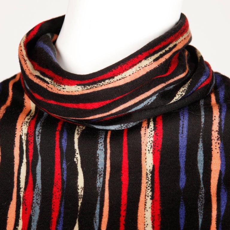 Women's 1970s Oscar de la Renta Vintage Jersey Knit Midi Dress with Matching Sash Belt For Sale