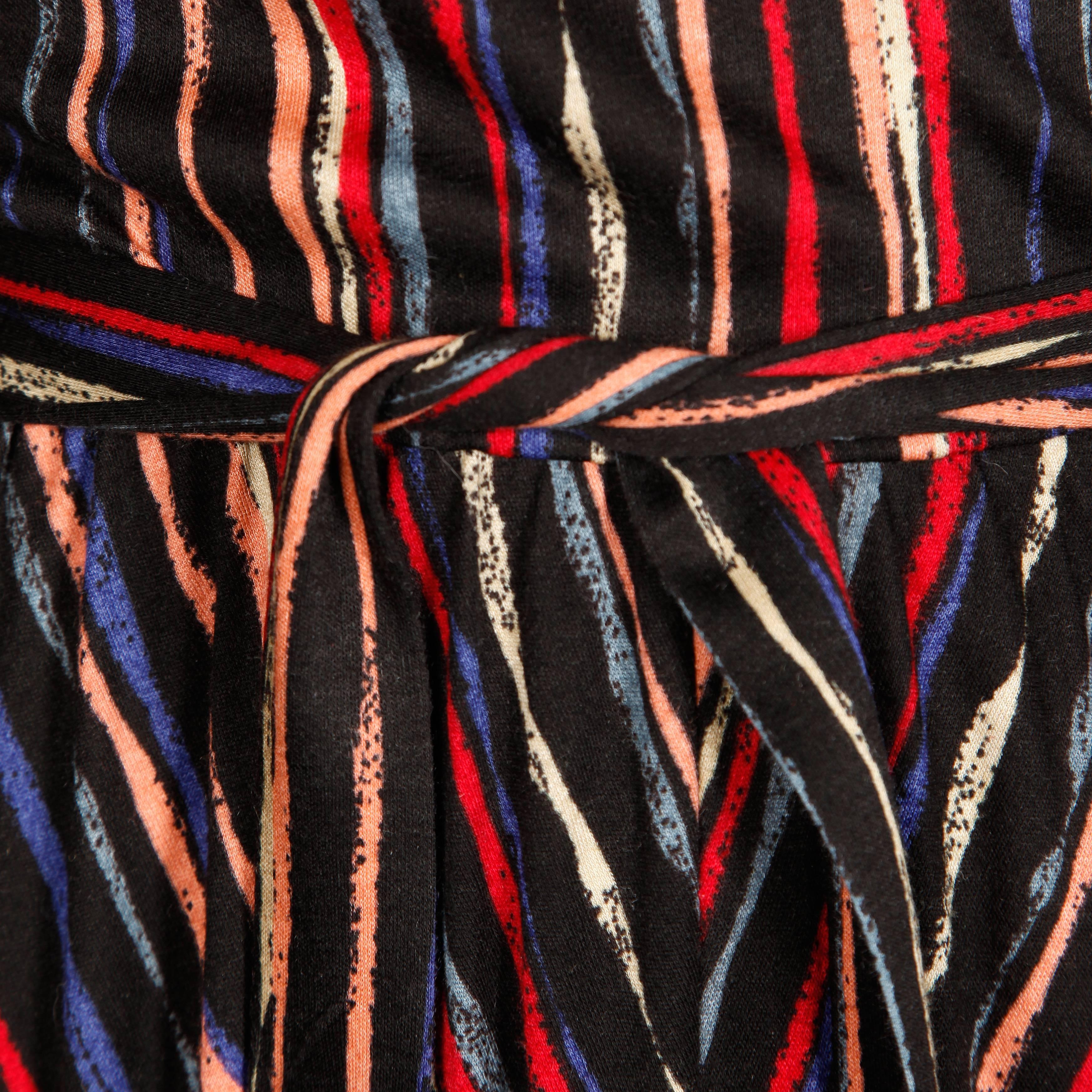1970s Oscar de la Renta Vintage Jersey Knit Midi Dress with Matching Sash Belt For Sale 1
