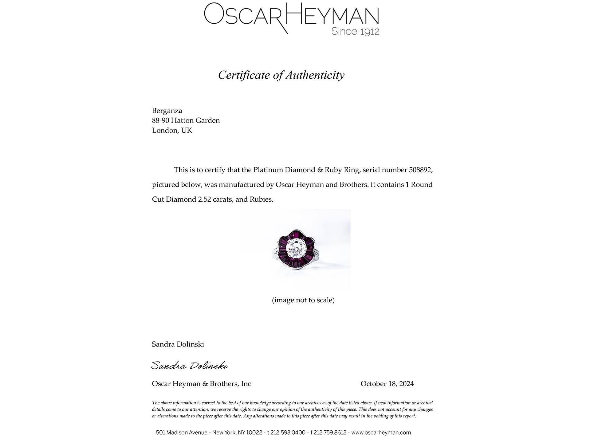 Women's 1970s Oscar Heyman Brothers Ruby Diamond Platinum Cluster Ring For Sale
