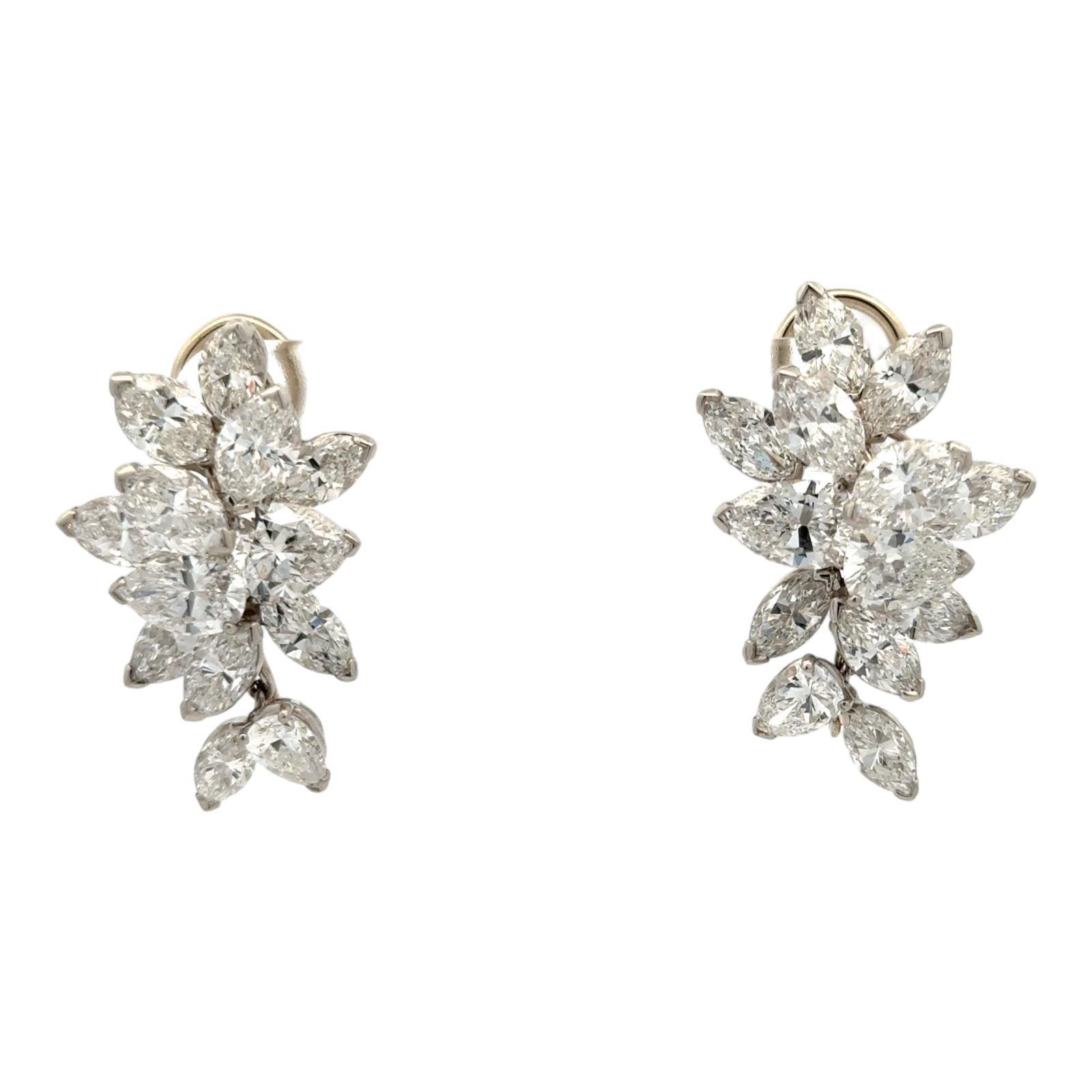 1970's Oscar Heyman Custom Diamond Platinum Drop Dangle Earrings 17.8 CTW 2