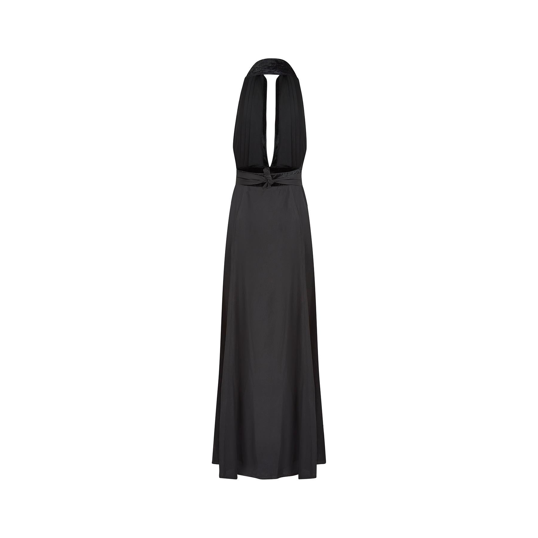 Women's 1970s Ossie Clark Black Crepe Halter Neck Dress