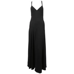 1970's OSSIE CLARK black moss crepe dress with strappy back