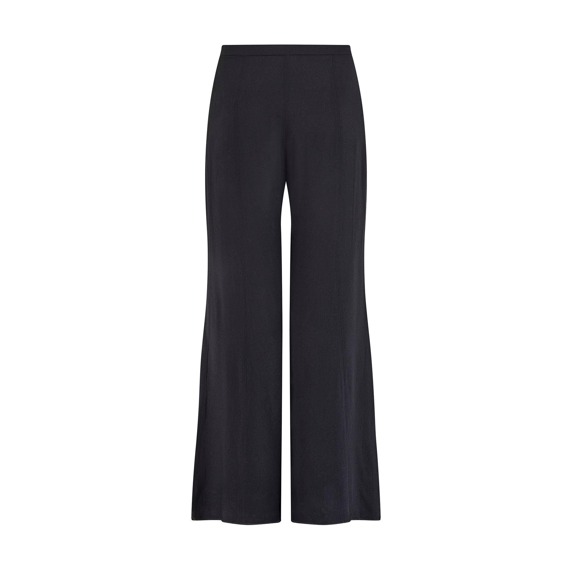 1970s Ossie Clark Black Moss Crepe Trouser Suit For Sale 2