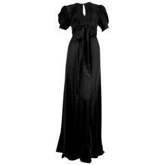 1970's OSSIE CLARK black moss crepe wrap dress with open back