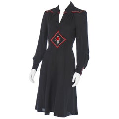 1970'S Ossie Clark Dress w/Embroidered Floral Motif