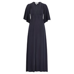 1970s Ossie Clark for Quorum Black Angel Sleeve Maxi Dress