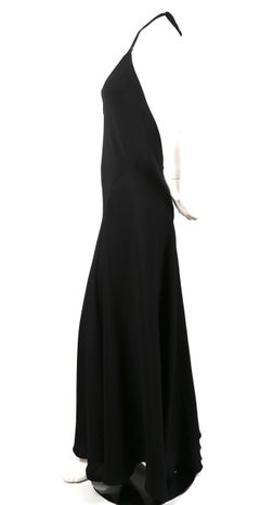 1970's OSSIE CLARK For QUORUM black bias-cut maxi gown with low back
