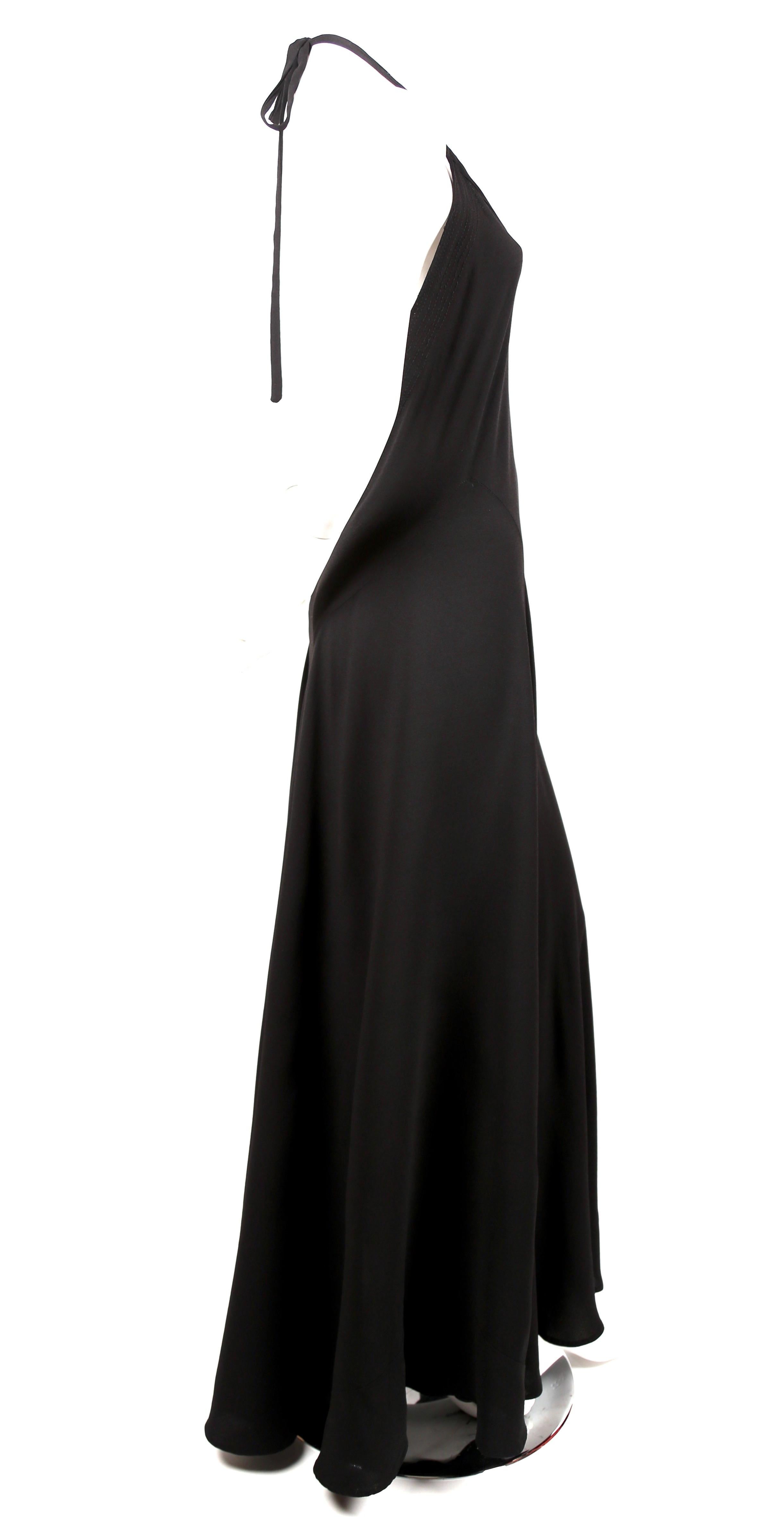 1970's OSSIE CLARK For QUORUM black bias-cut maxi gown with low back In Good Condition For Sale In San Fransisco, CA
