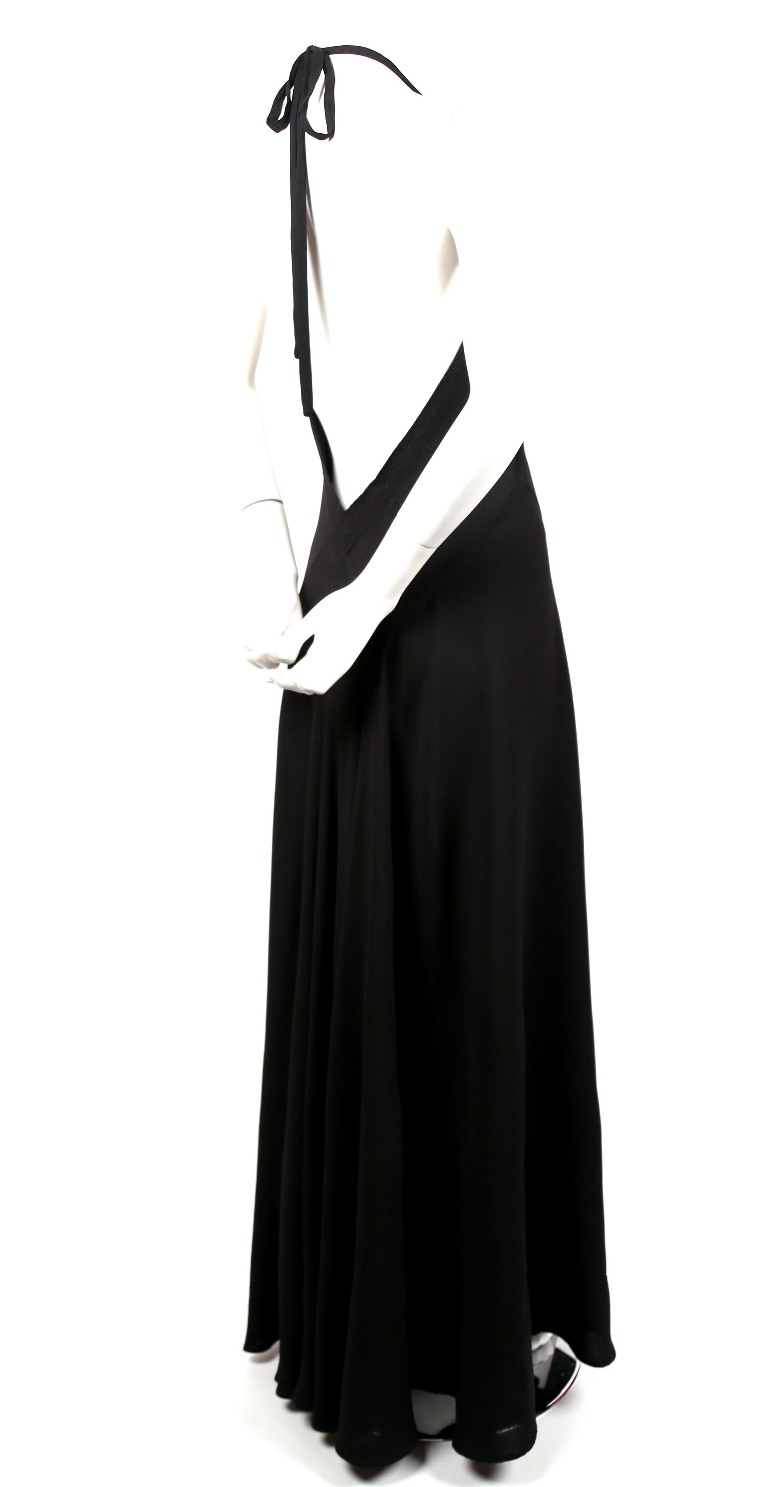 Women's or Men's 1970's OSSIE CLARK For QUORUM black bias-cut maxi gown with low back For Sale
