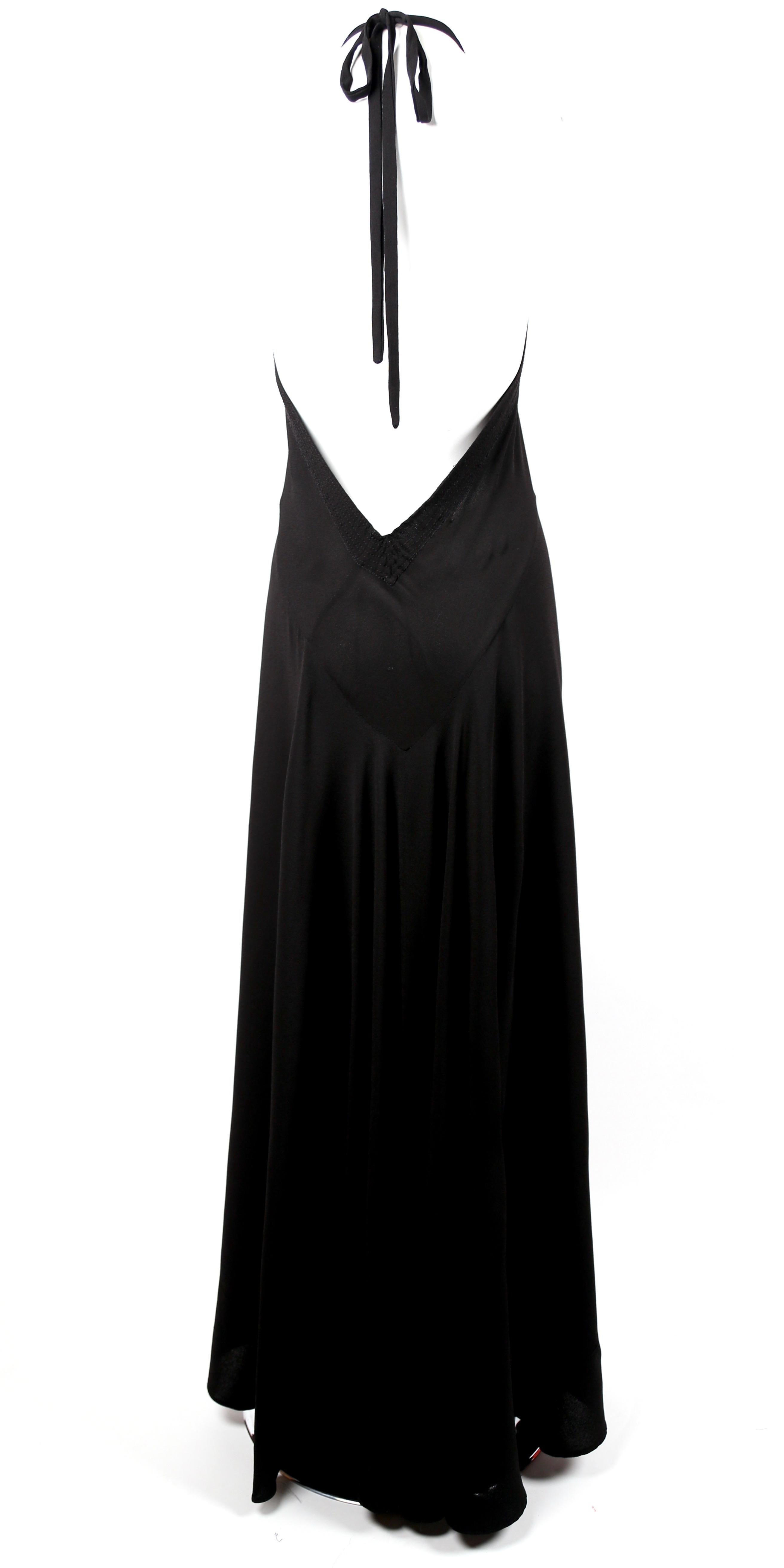 1970's OSSIE CLARK For QUORUM black bias-cut maxi gown with low back For Sale 1