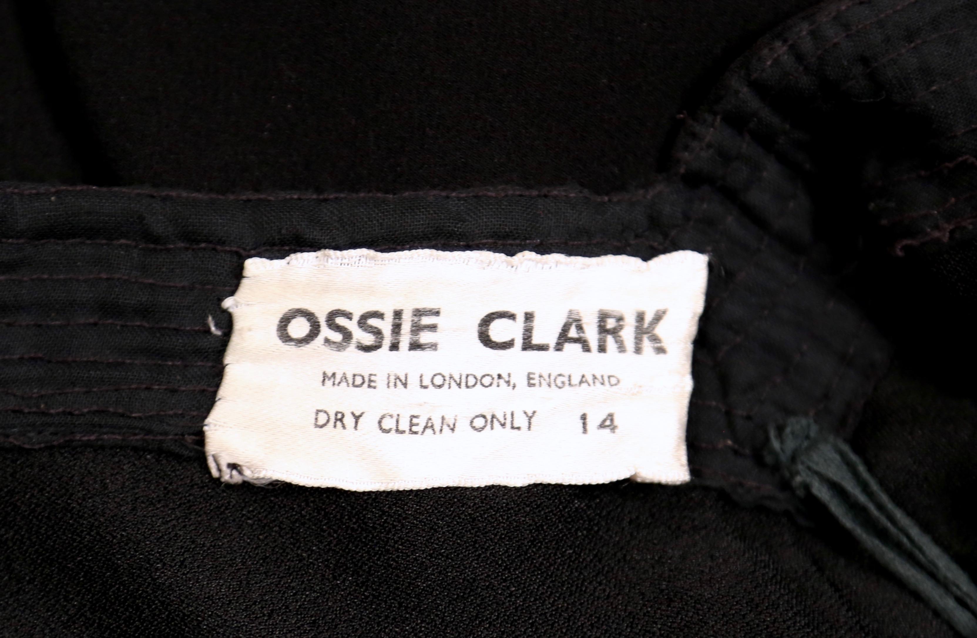 1970's OSSIE CLARK For QUORUM black bias-cut maxi gown with low back For Sale 3