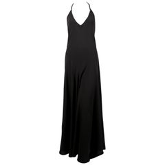 Vintage 1970's OSSIE CLARK For QUORUM black bias-cut maxi gown with low back