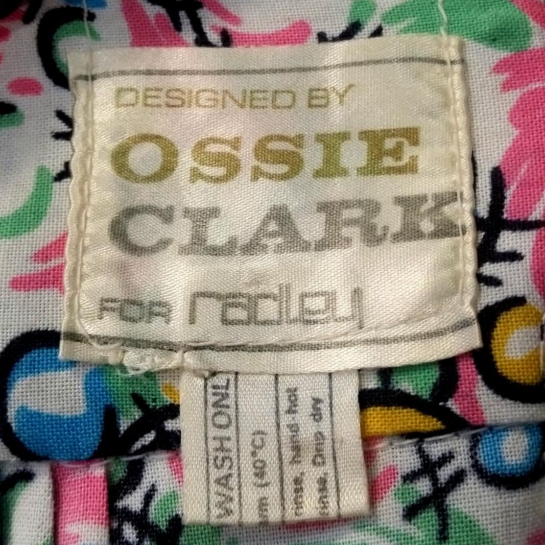 Gray 1970s Ossie Clark for Radley Celia Birtwell Bubble Print Smock Dress For Sale