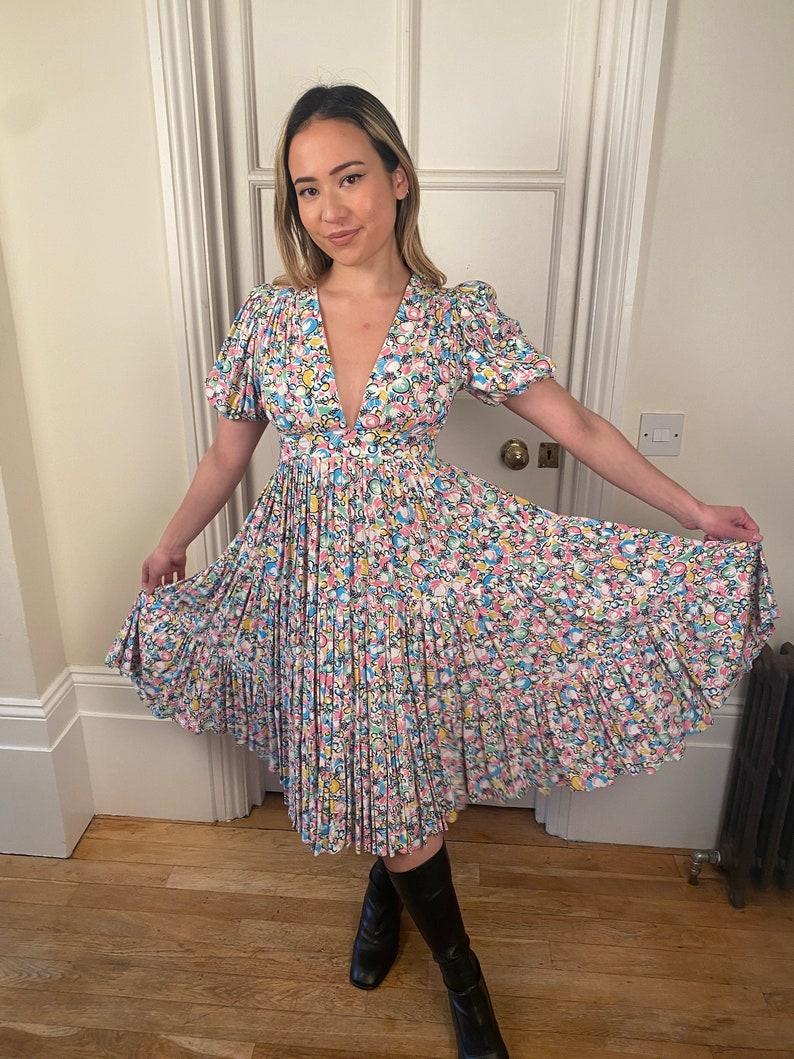 1970s Ossie Clark for Radley Celia Birtwell Bubble Print Smock Dress In Excellent Condition For Sale In London, GB