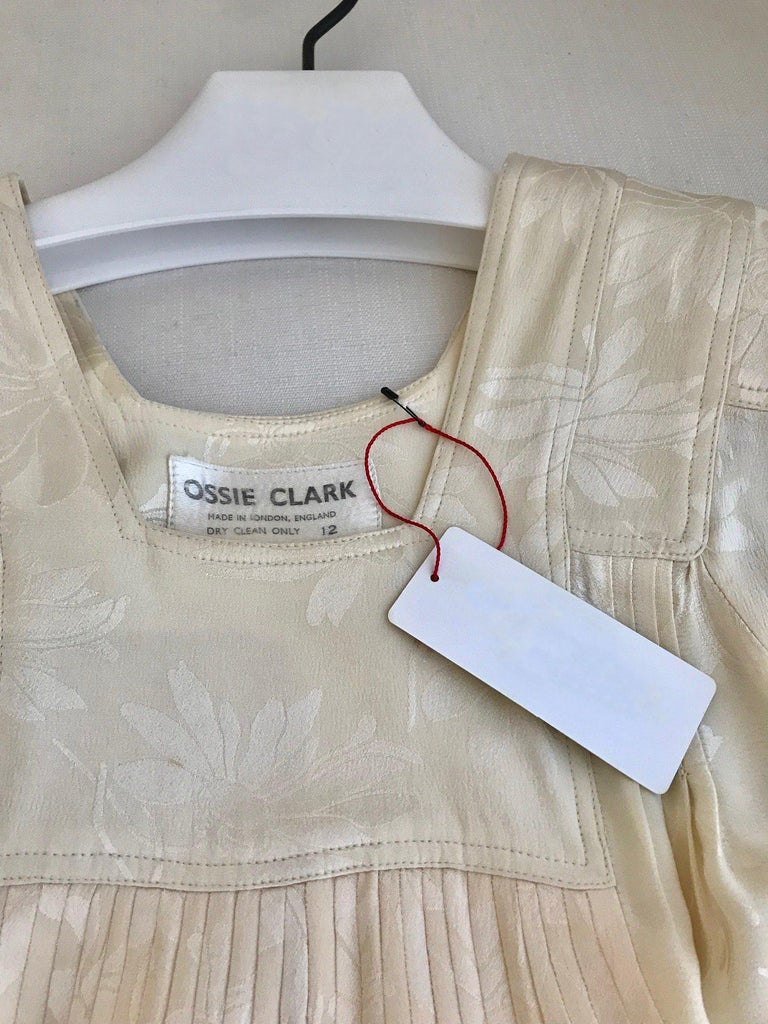 1970s Ossie Clark Ivory Silk Jacquard Maxi Dress In Good Condition For Sale In Beverly Hills, CA