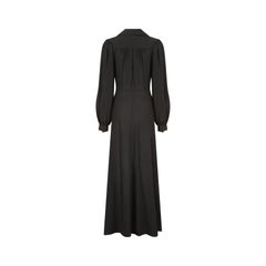 1970s Ossie Clarke Black Moss Crepe Maxi Dress