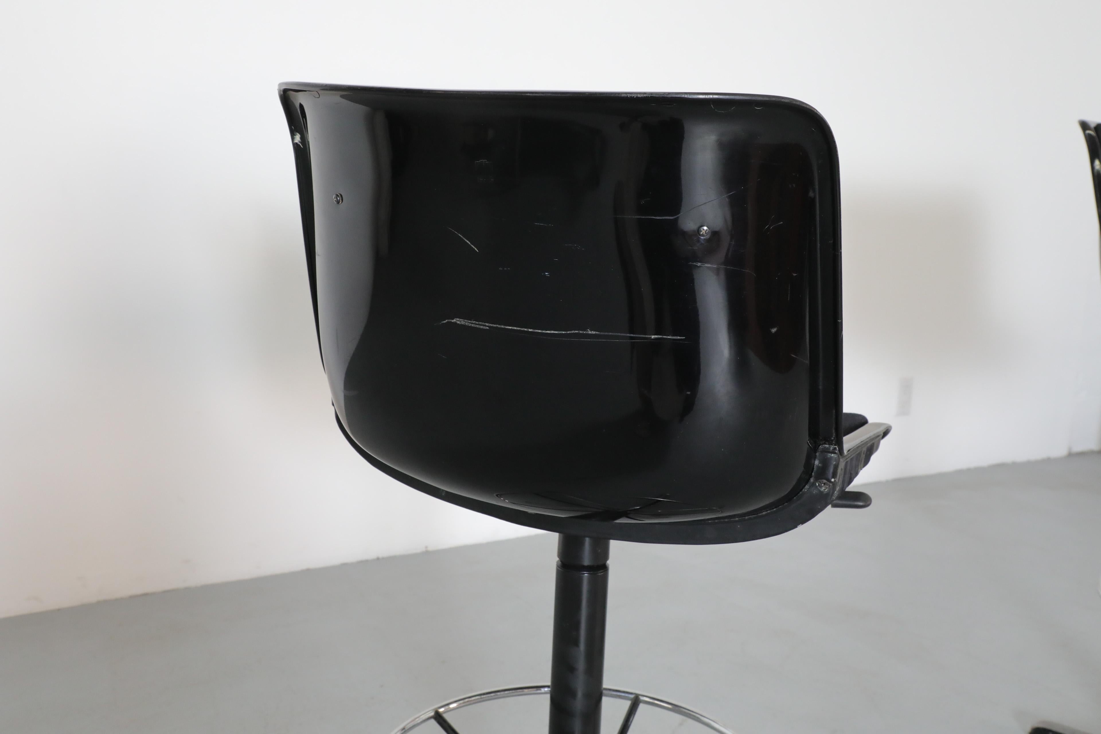 Tabourets de bar réglables Modus noirs Osvaldo Borsani pour Tecno, années 1970 2