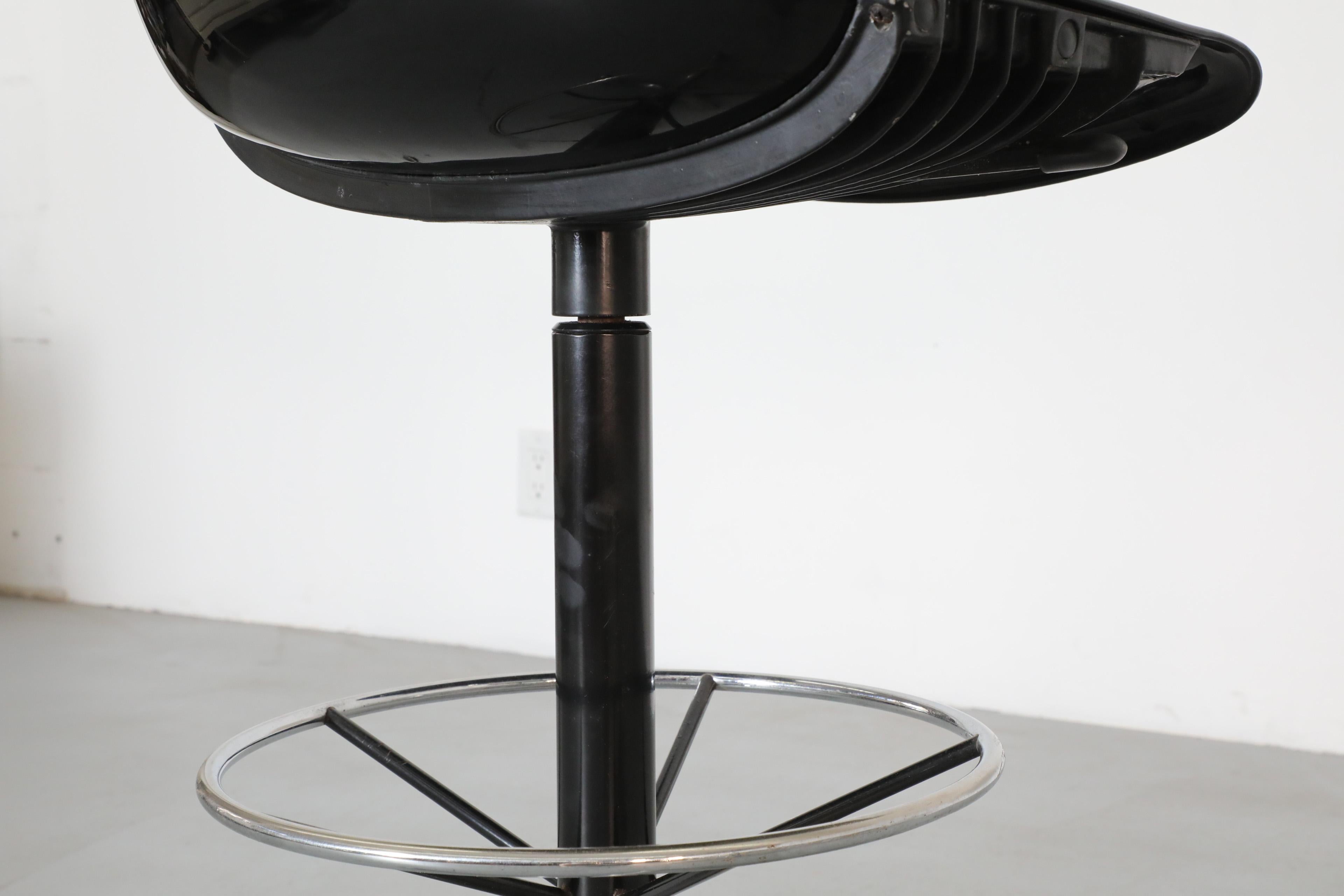 Tabourets de bar réglables Modus noirs Osvaldo Borsani pour Tecno, années 1970 10