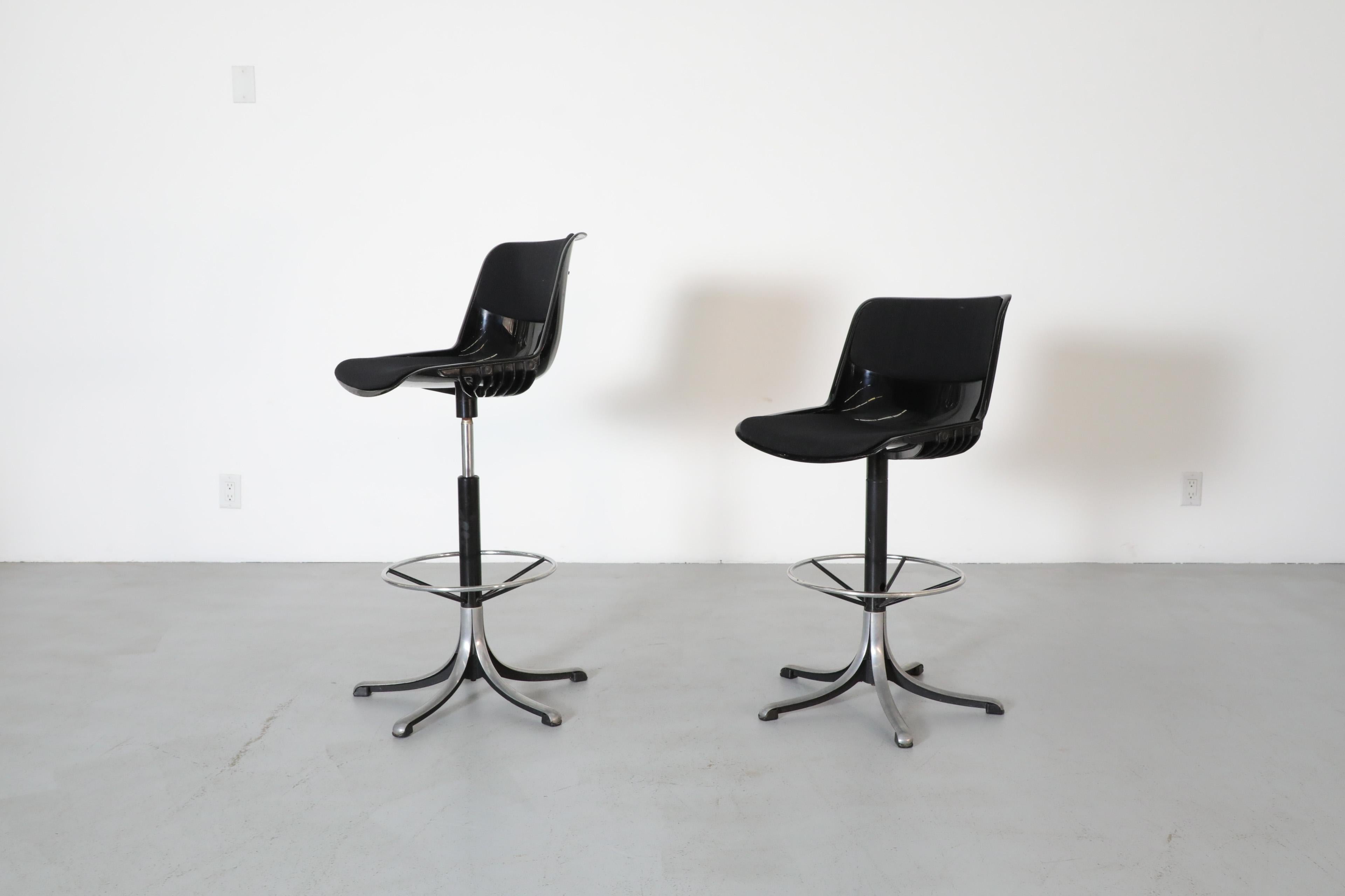 Mid-Century Modern Tabourets de bar réglables Modus noirs Osvaldo Borsani pour Tecno, années 1970
