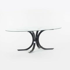 1970s Osvaldo Borsani Dining Table for Stow Davis with Glass Top and Steel Base