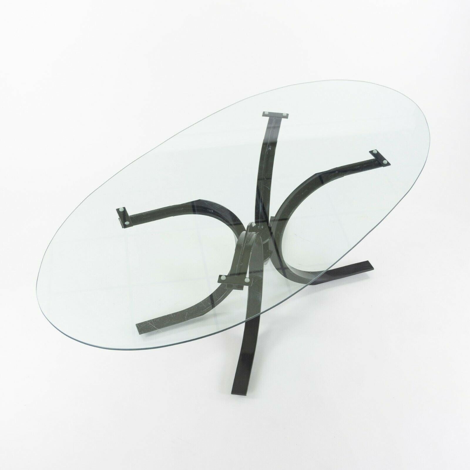 American 1970s Osvaldo Borsani Dining Table for Stow Davis with Glass Top and Steel Base For Sale