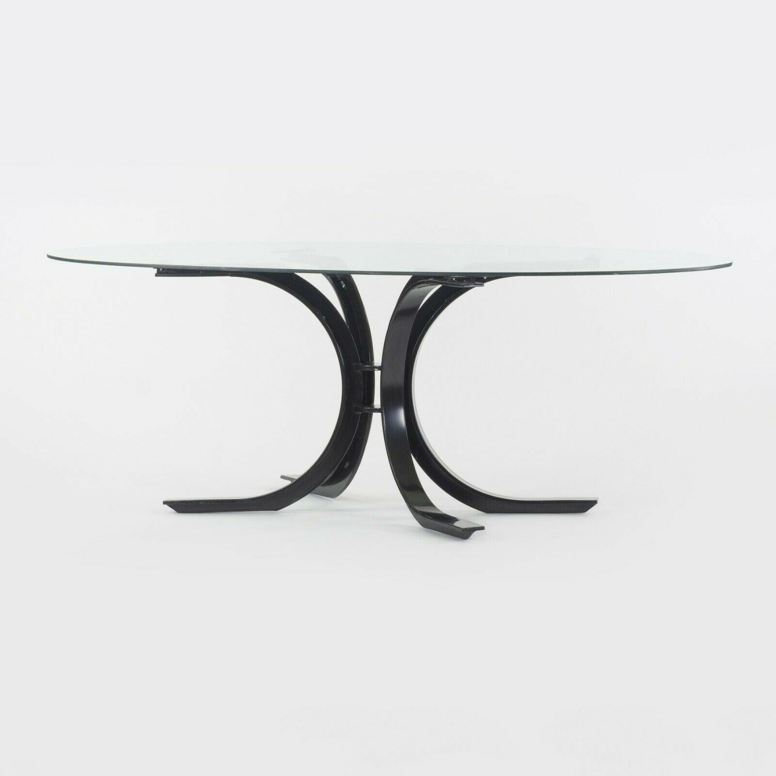 1970s Osvaldo Borsani Dining Table for Stow Davis with Glass Top and Steel Base For Sale 2