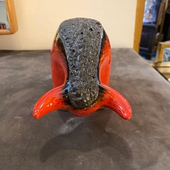1970s Otto Keramik Red and Black Fat Lava Ceramic Bull