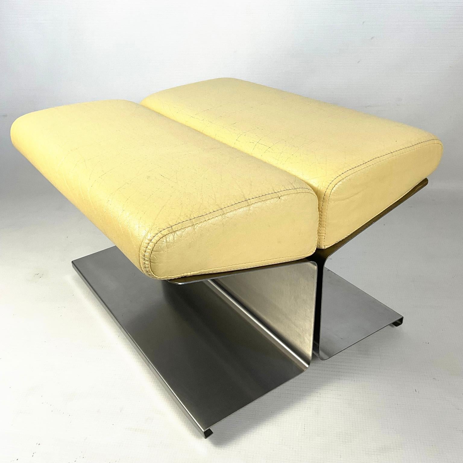 Late 20th Century 1970s Ottoman by Paul Geoffroy for Uginox in Brushed Stainless Steel France For Sale