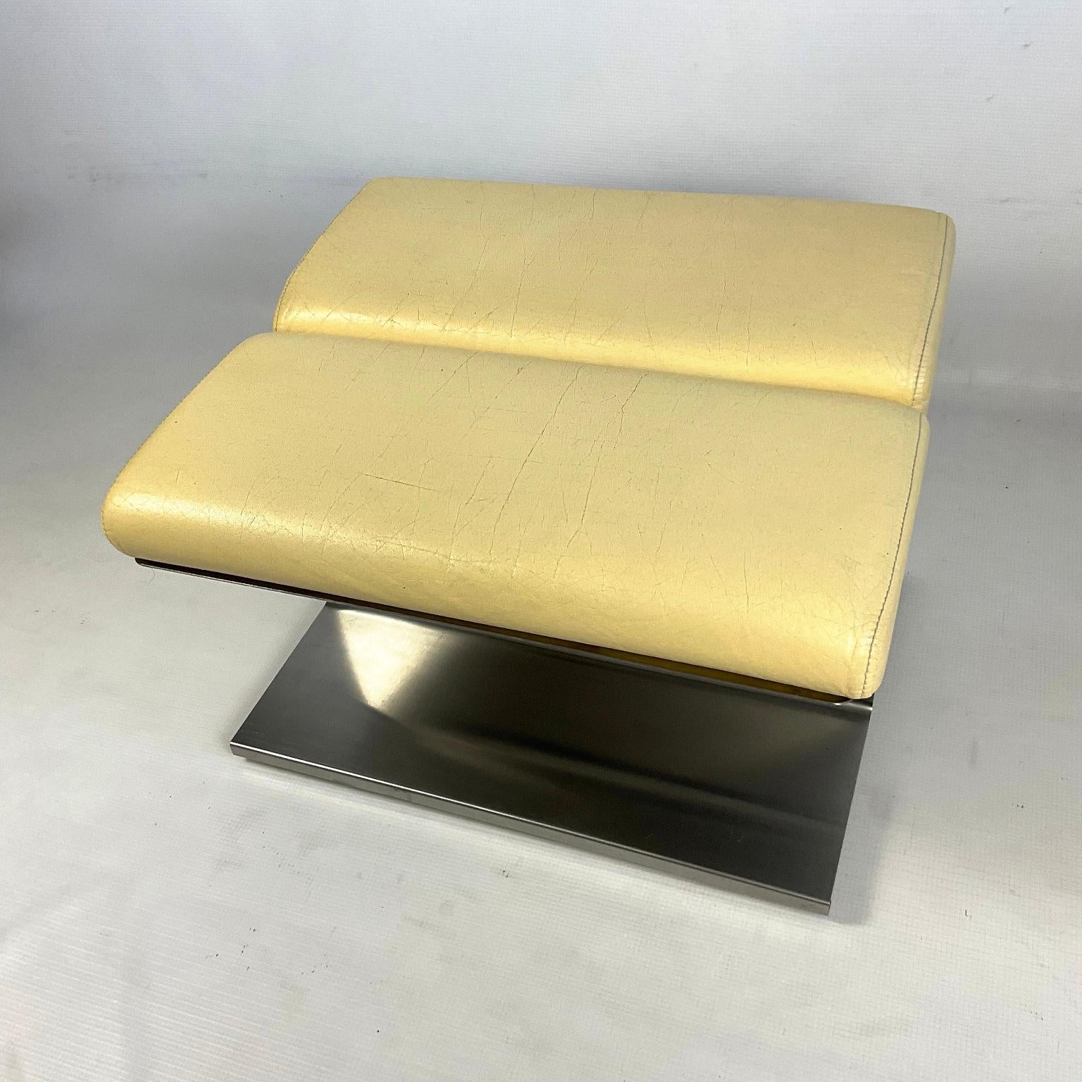 1970s Ottoman by Paul Geoffroy for Uginox in Brushed Stainless Steel France For Sale 1