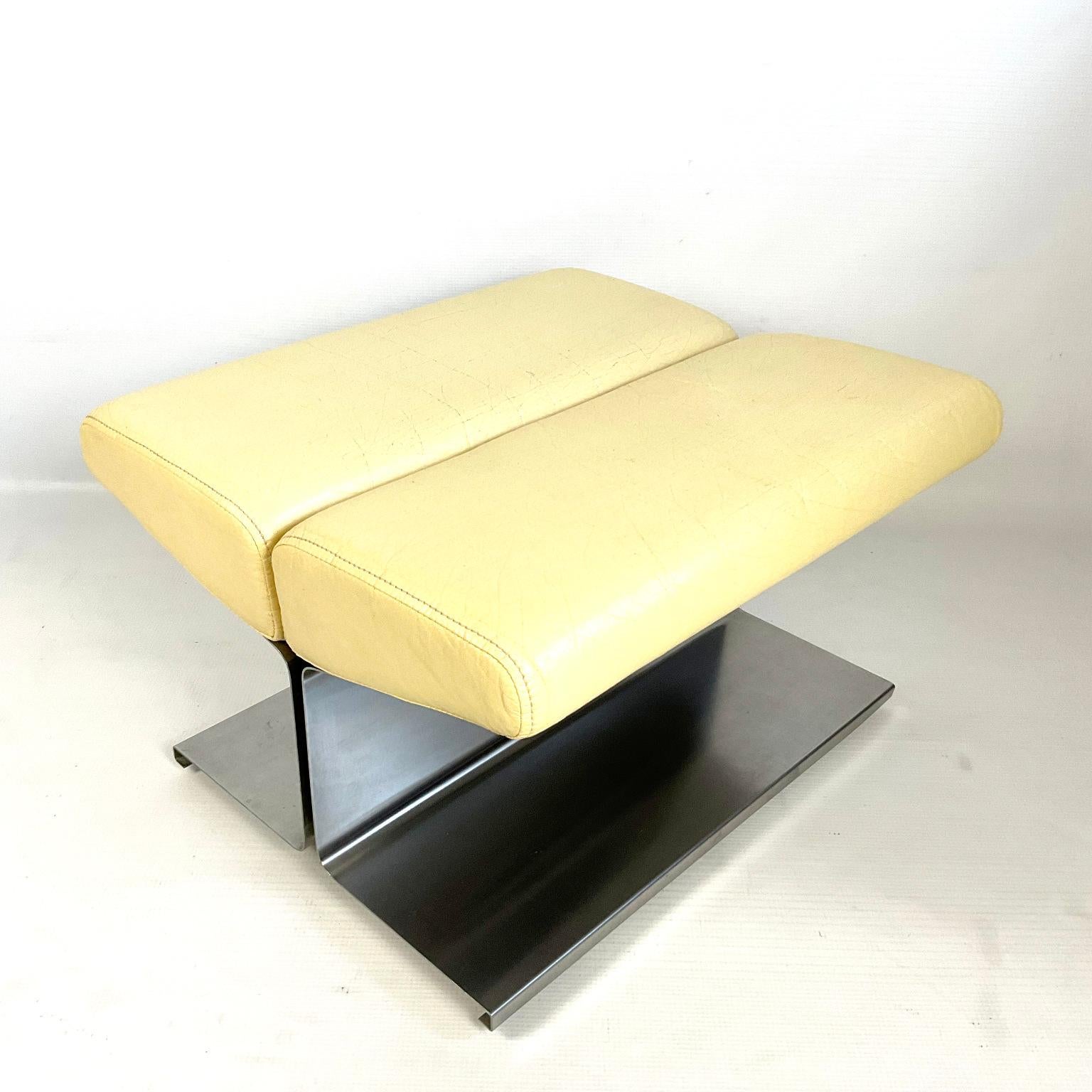 1970s Ottoman by Paul Geoffroy for Uginox in Brushed Stainless Steel France For Sale 2