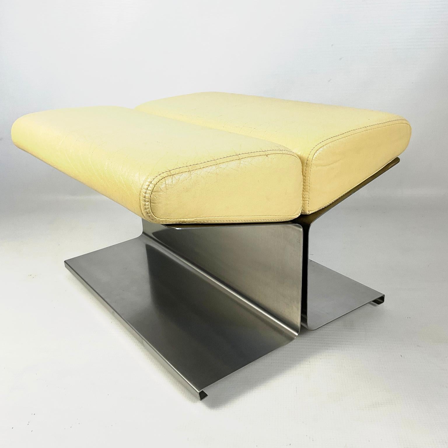 1970s Ottoman by Paul Geoffroy for Uginox in Brushed Stainless Steel France For Sale 3