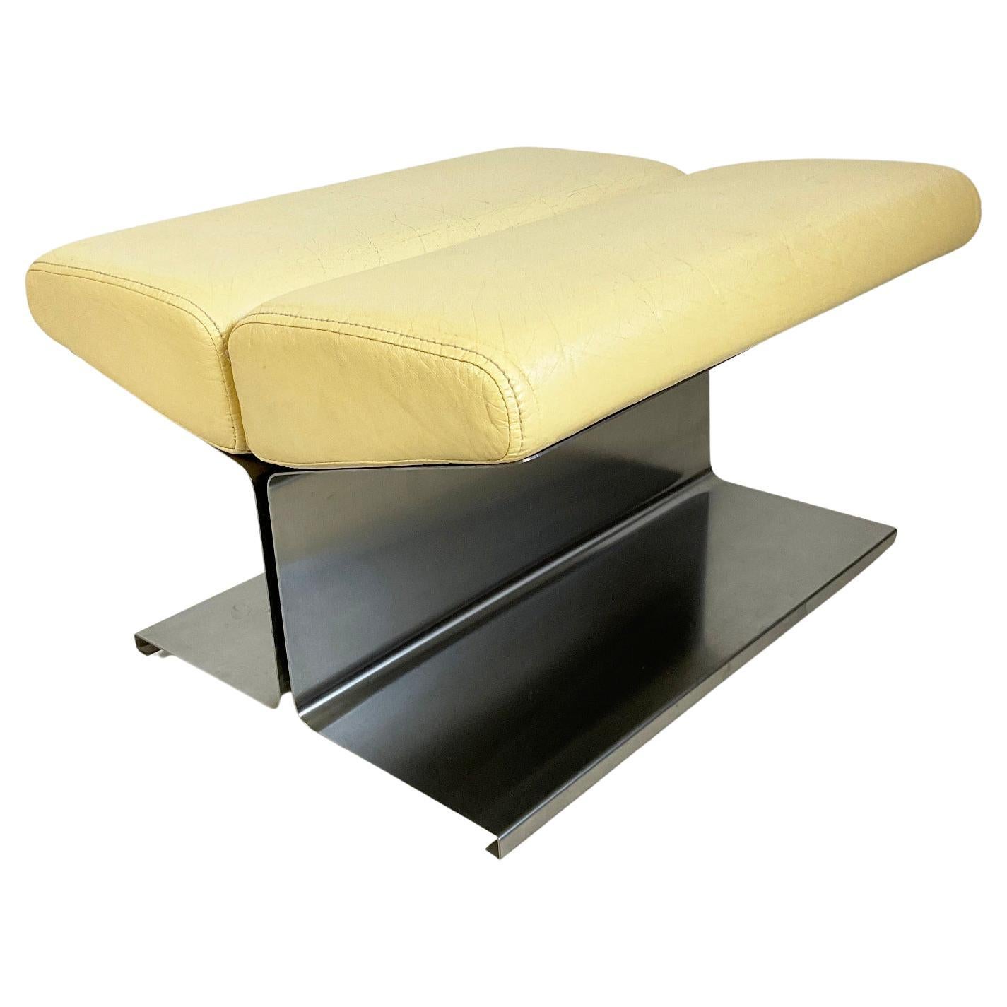 1970s Ottoman by Paul Geoffroy for Uginox in Brushed Stainless Steel France