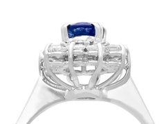 1970s Oval Cut Sapphire and Diamond White Gold Cocktail Ring