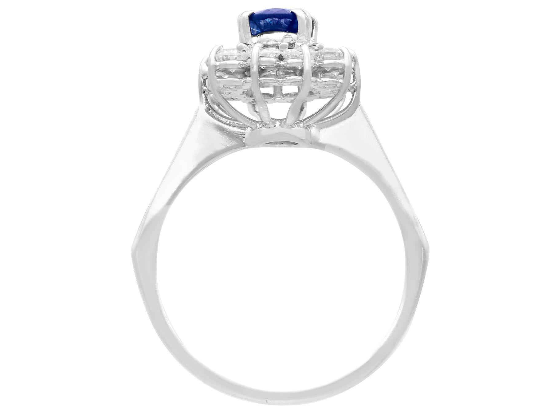 Women's 1970s Oval Cut Sapphire and Diamond White Gold Cocktail Ring For Sale