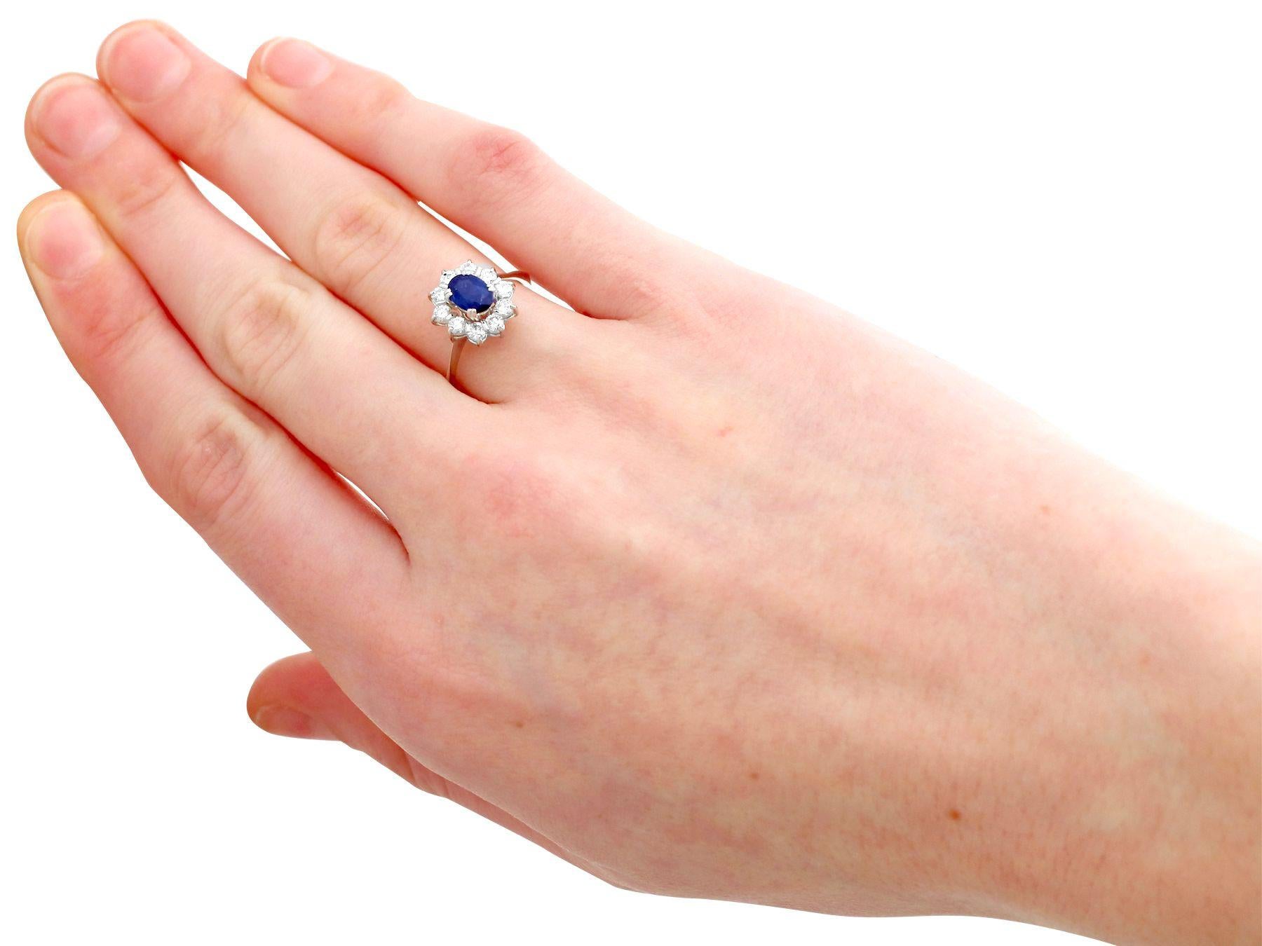 1970s Oval Cut Sapphire and Diamond White Gold Cocktail Ring For Sale 1