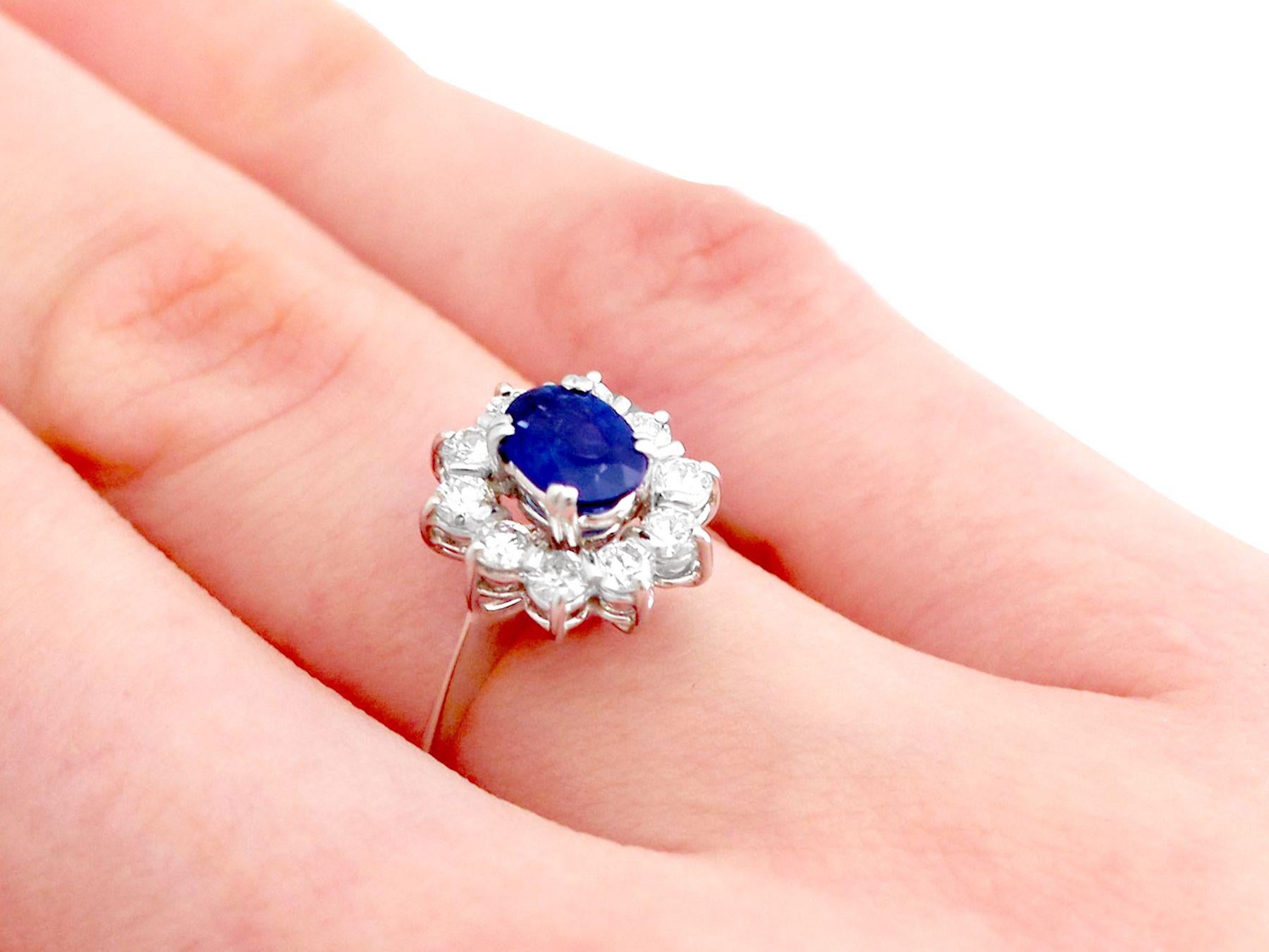 1970s Oval Cut Sapphire and Diamond White Gold Cocktail Ring For Sale 2