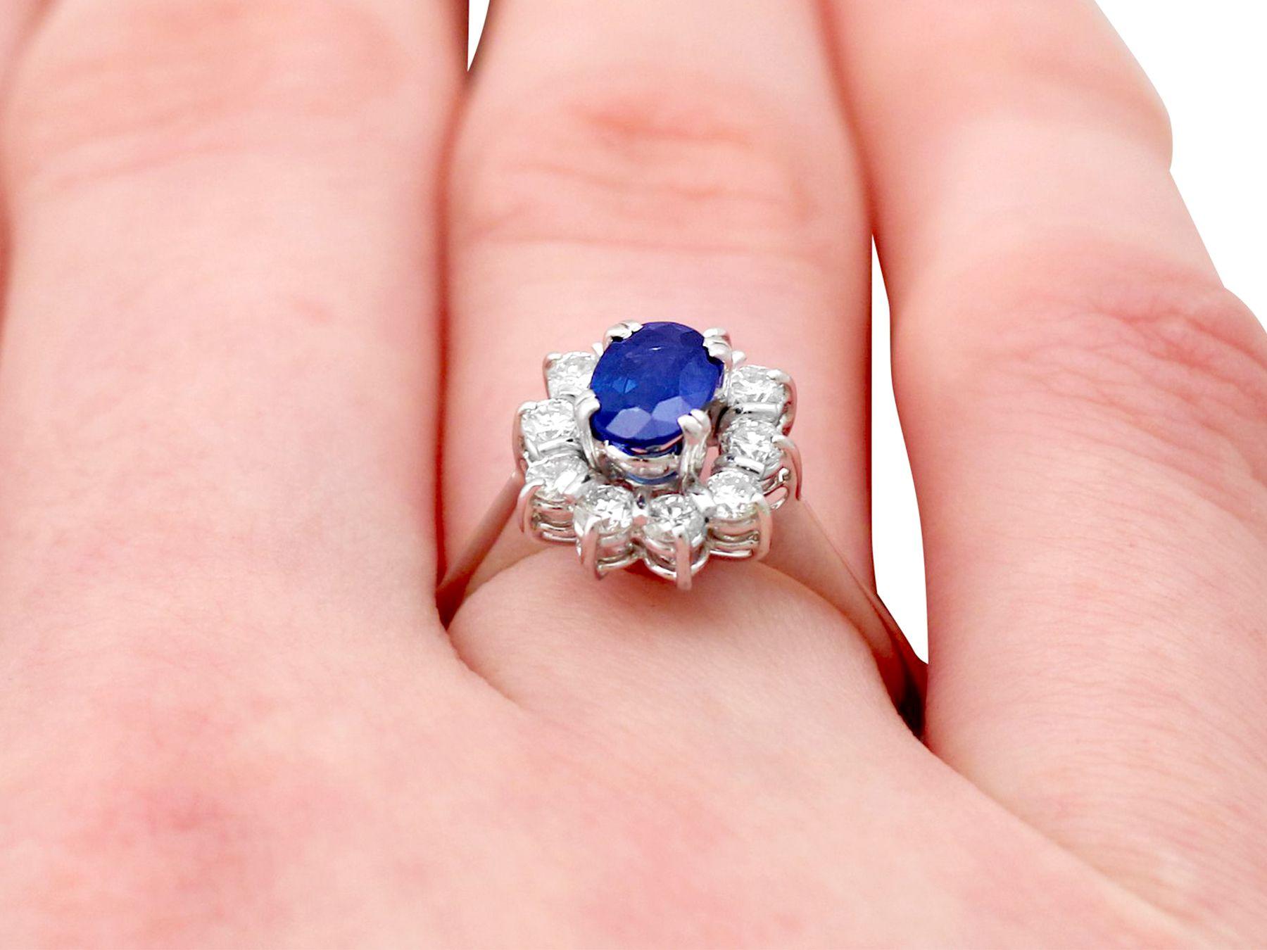 1970s Oval Cut Sapphire and Diamond White Gold Cocktail Ring For Sale 3