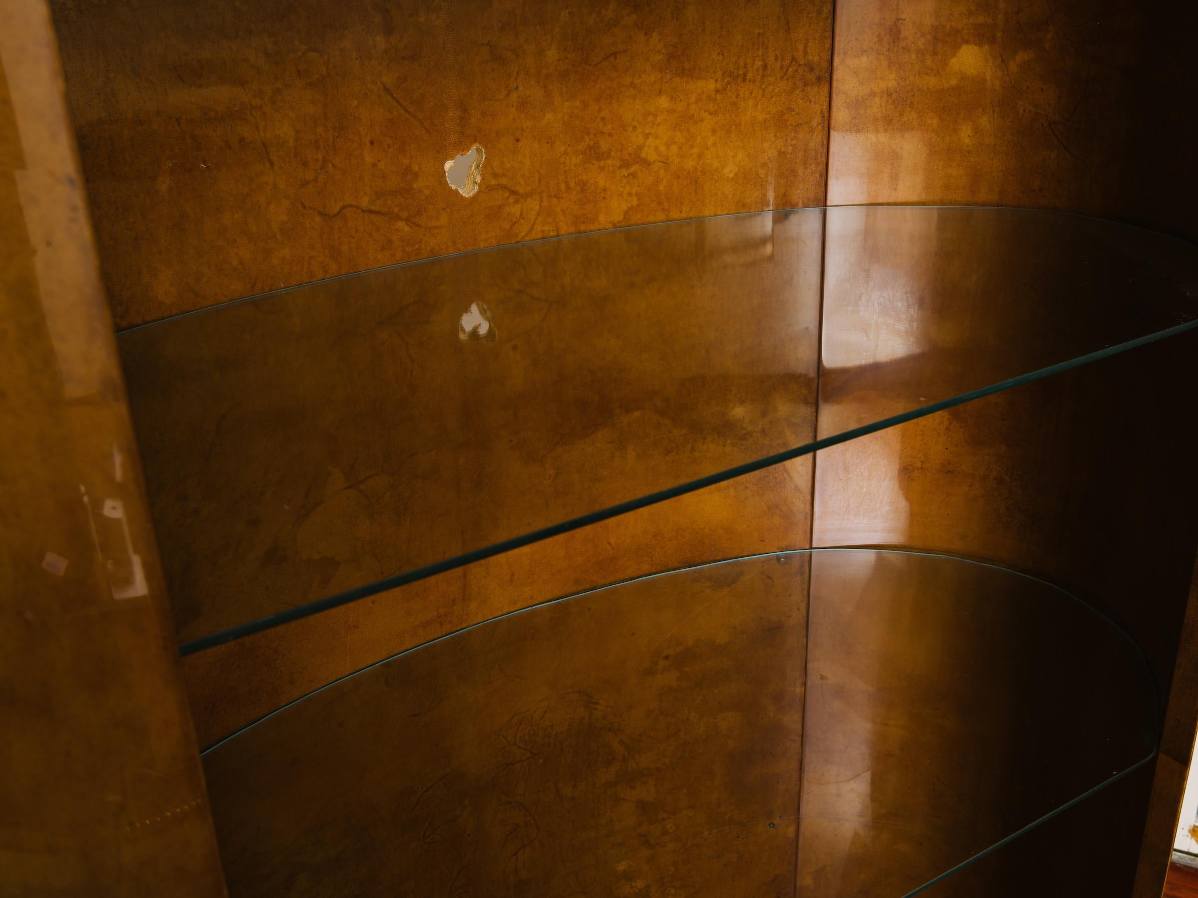 Mid-20th Century 1970s Oval Goatskin Bookcase in the Style of Aldo Tura