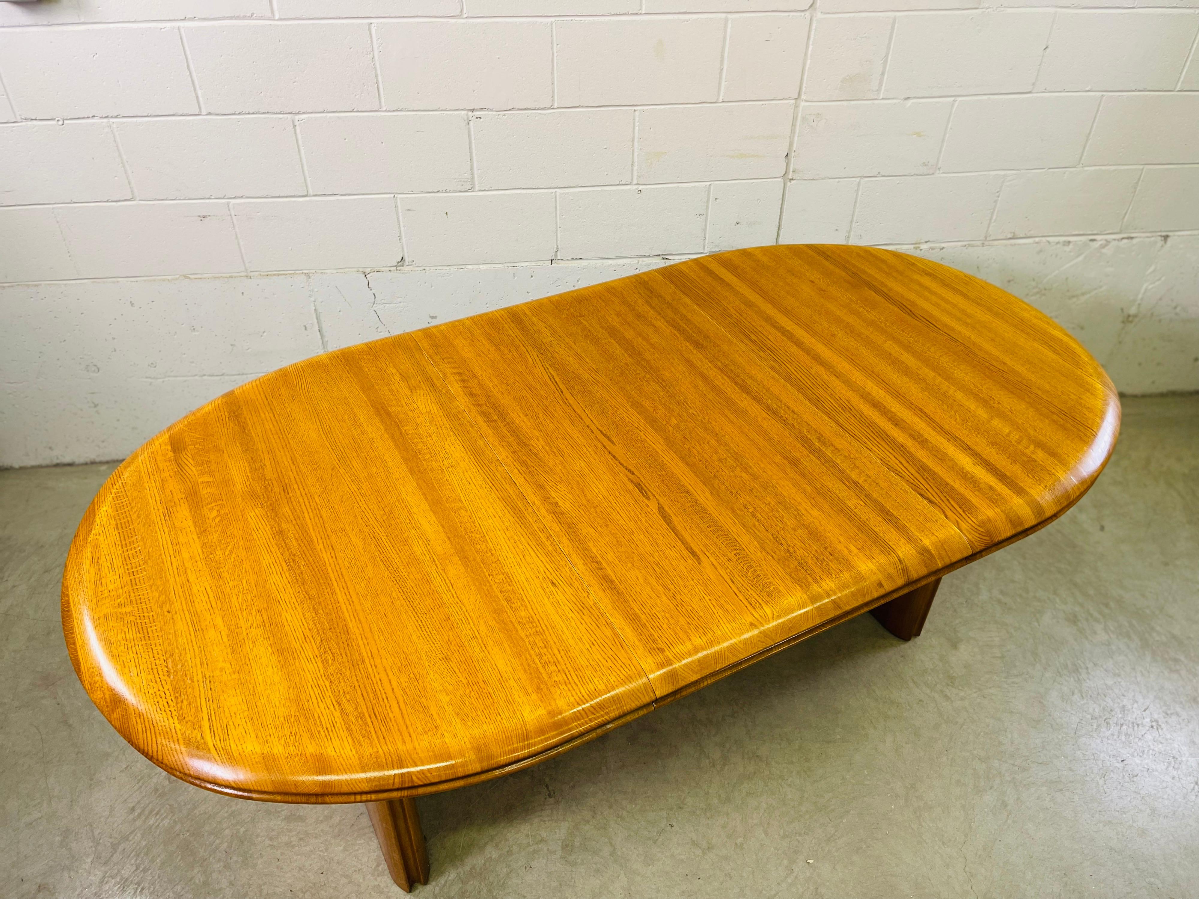 1970s Oval Oak Wood Dining Table & Chairs In Good Condition For Sale In Amherst, NH