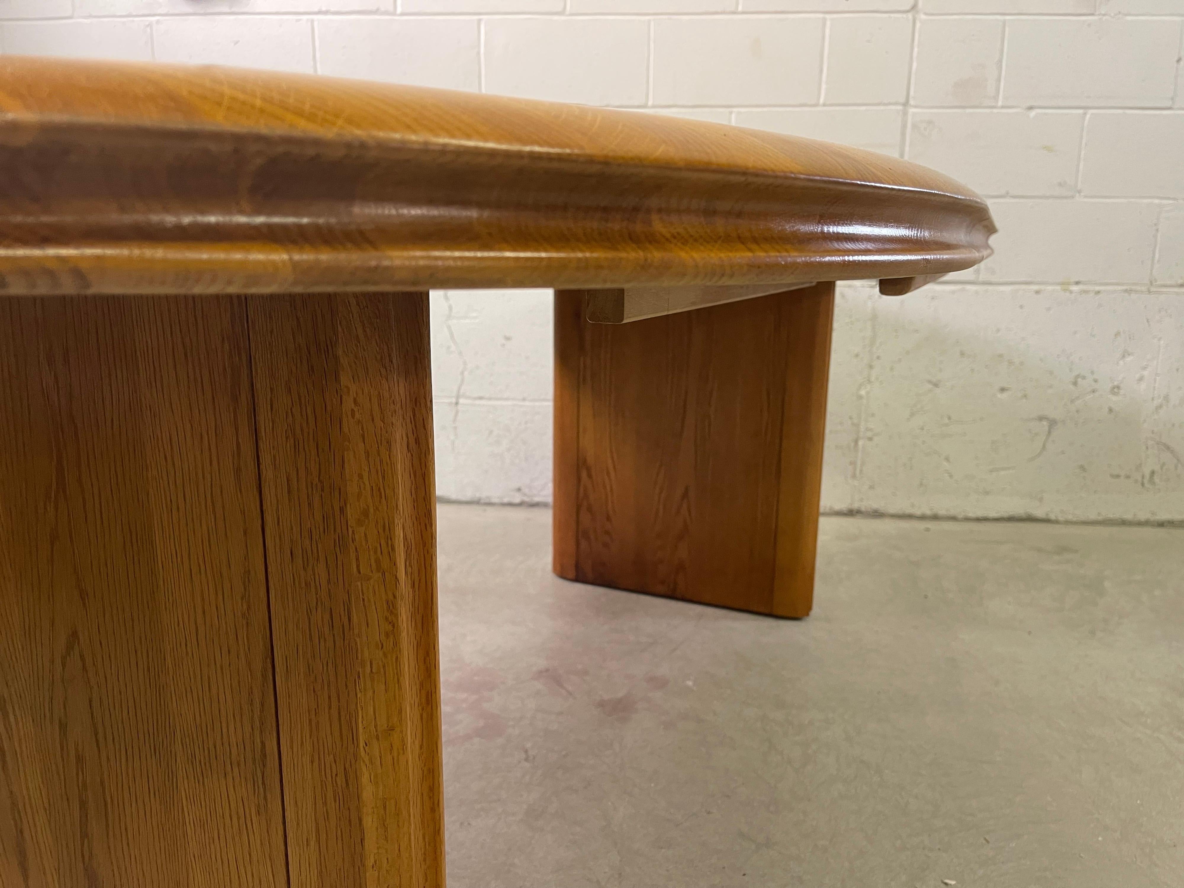 20th Century 1970s Oval Oak Wood Dining Table & Chairs For Sale