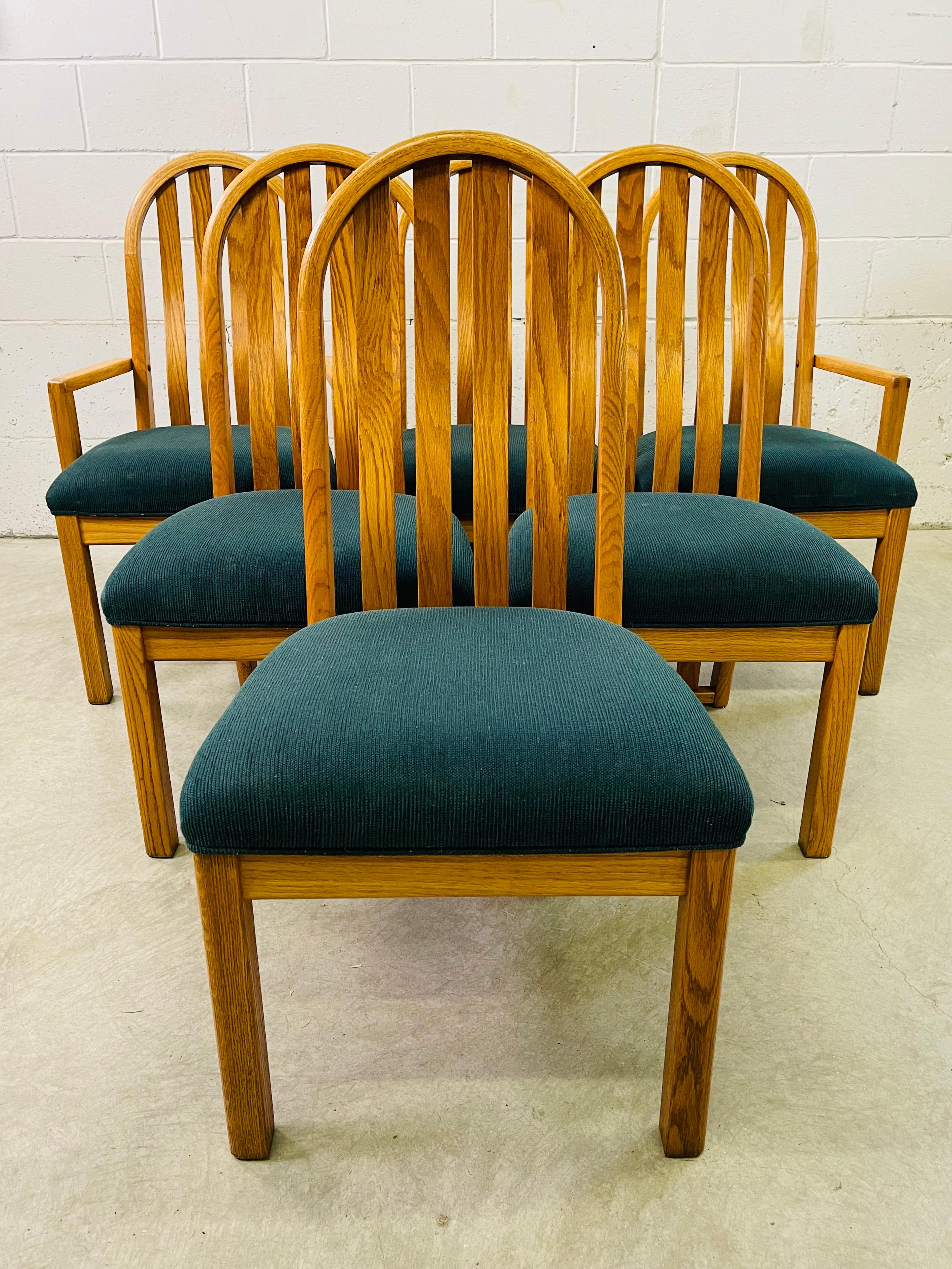 1970s Oval Oak Wood Dining Table & Chairs For Sale 1