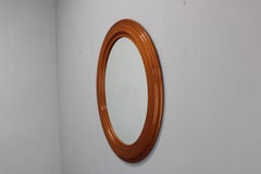1970s Oval Wooden Mirror, Italy