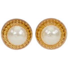1970s Oversize Chanel Pearl Earrings