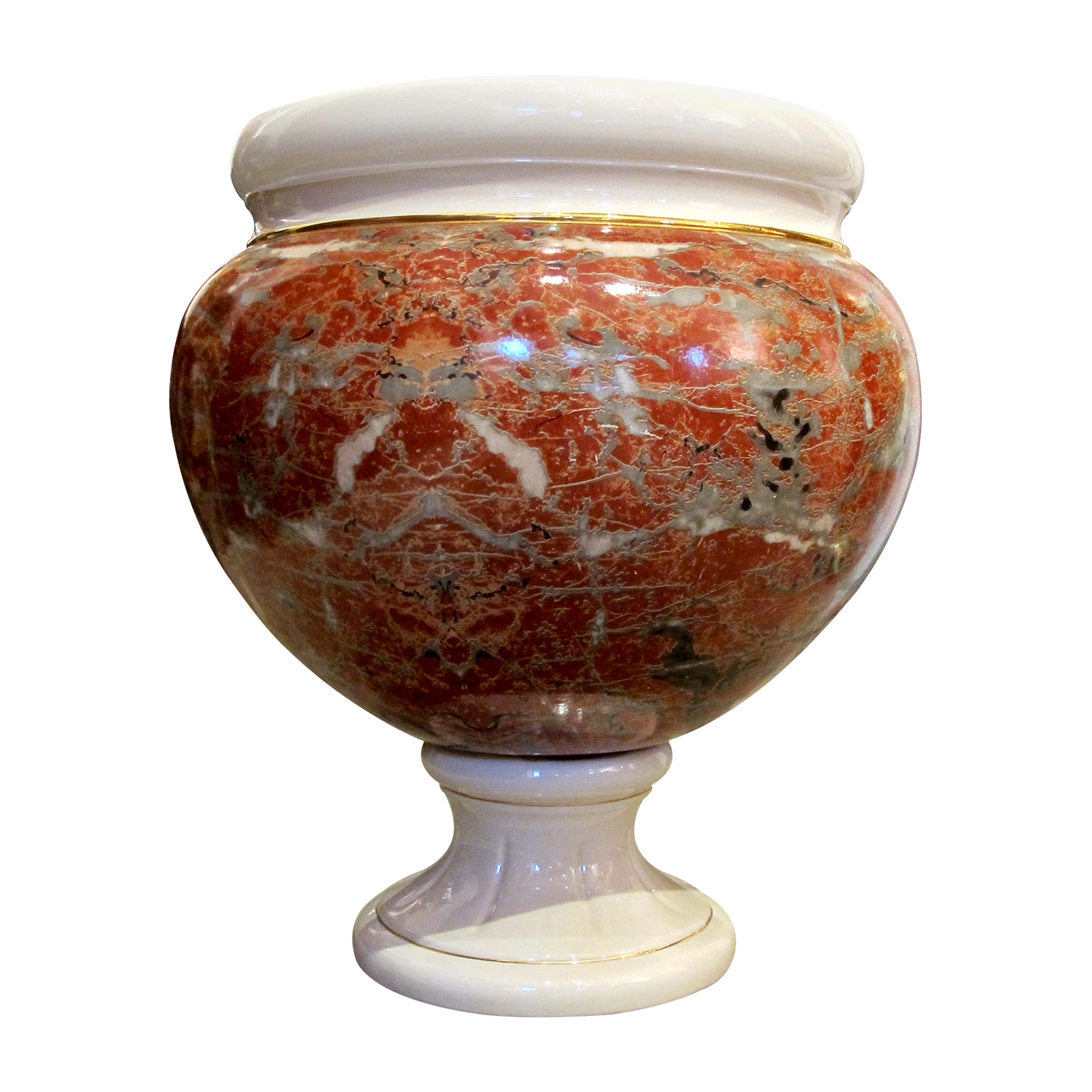 Tommaso Barbi's signature style, characterized by a harmonious fusion of traditional craftsmanship and contemporary aesthetics, is palpable in every curve and contour of this exceptional piece. This urn was commissioned by the Ceramiche B and