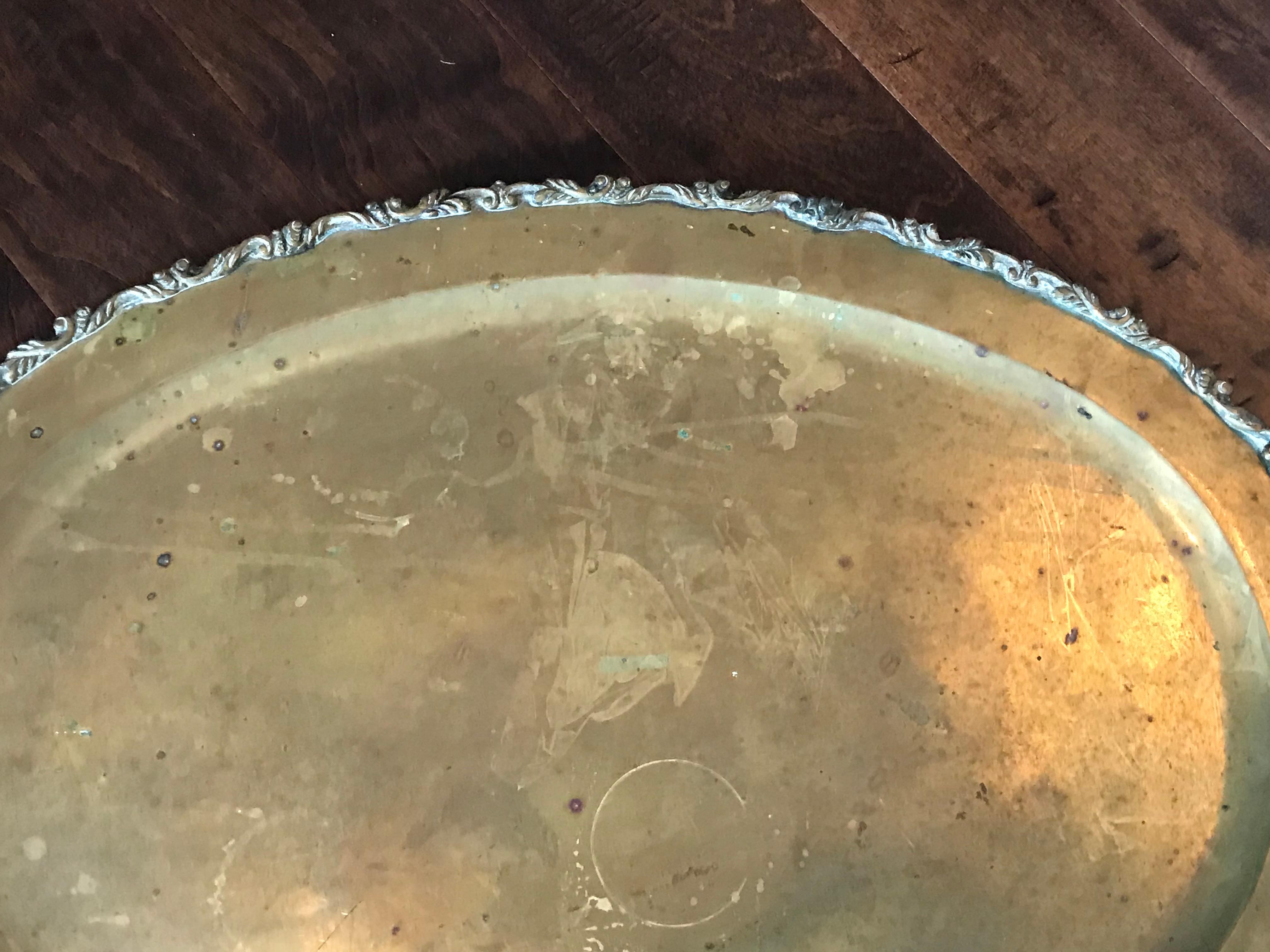 Mexican 1970s Oversized Brass Tray