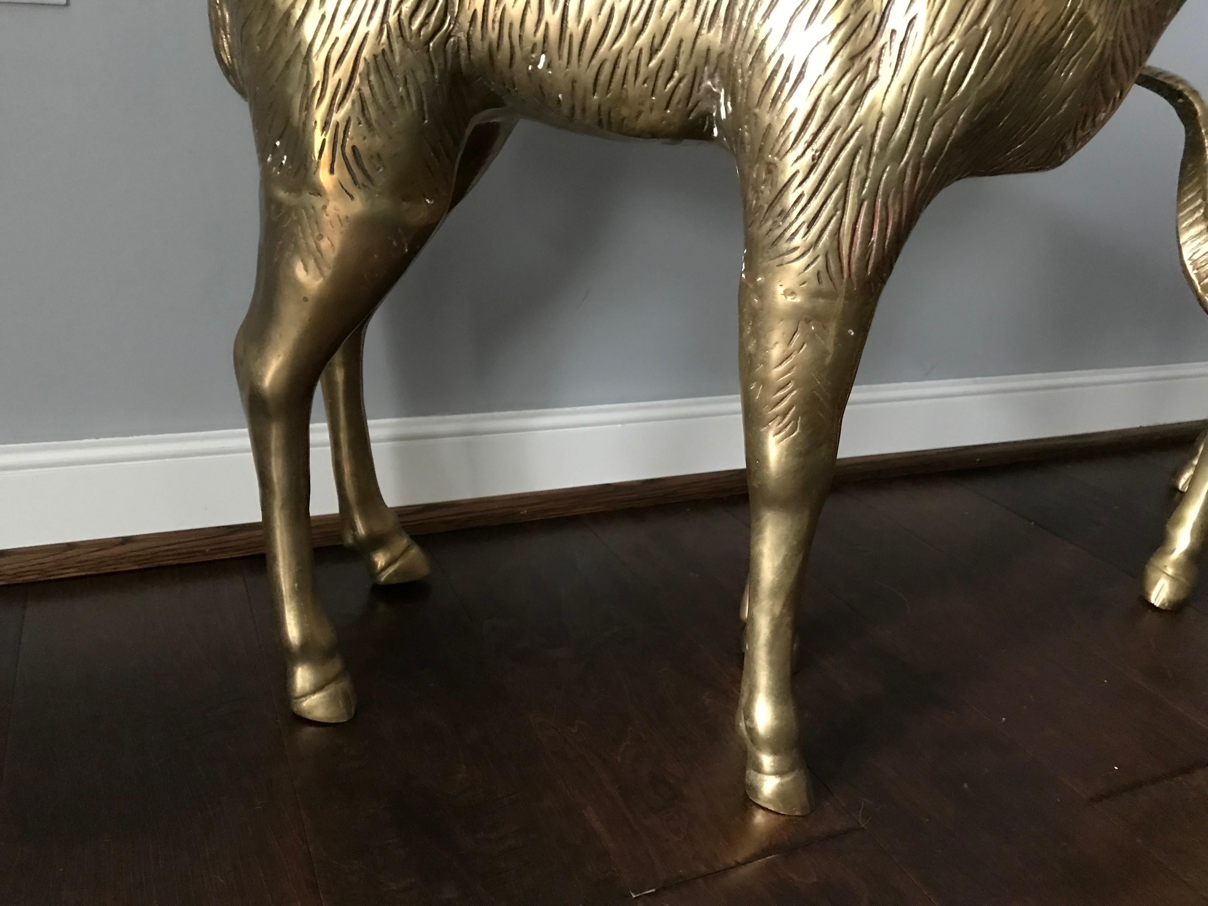 1970s Oversized Italian Brass Gazelle Sculptures, Pair 1