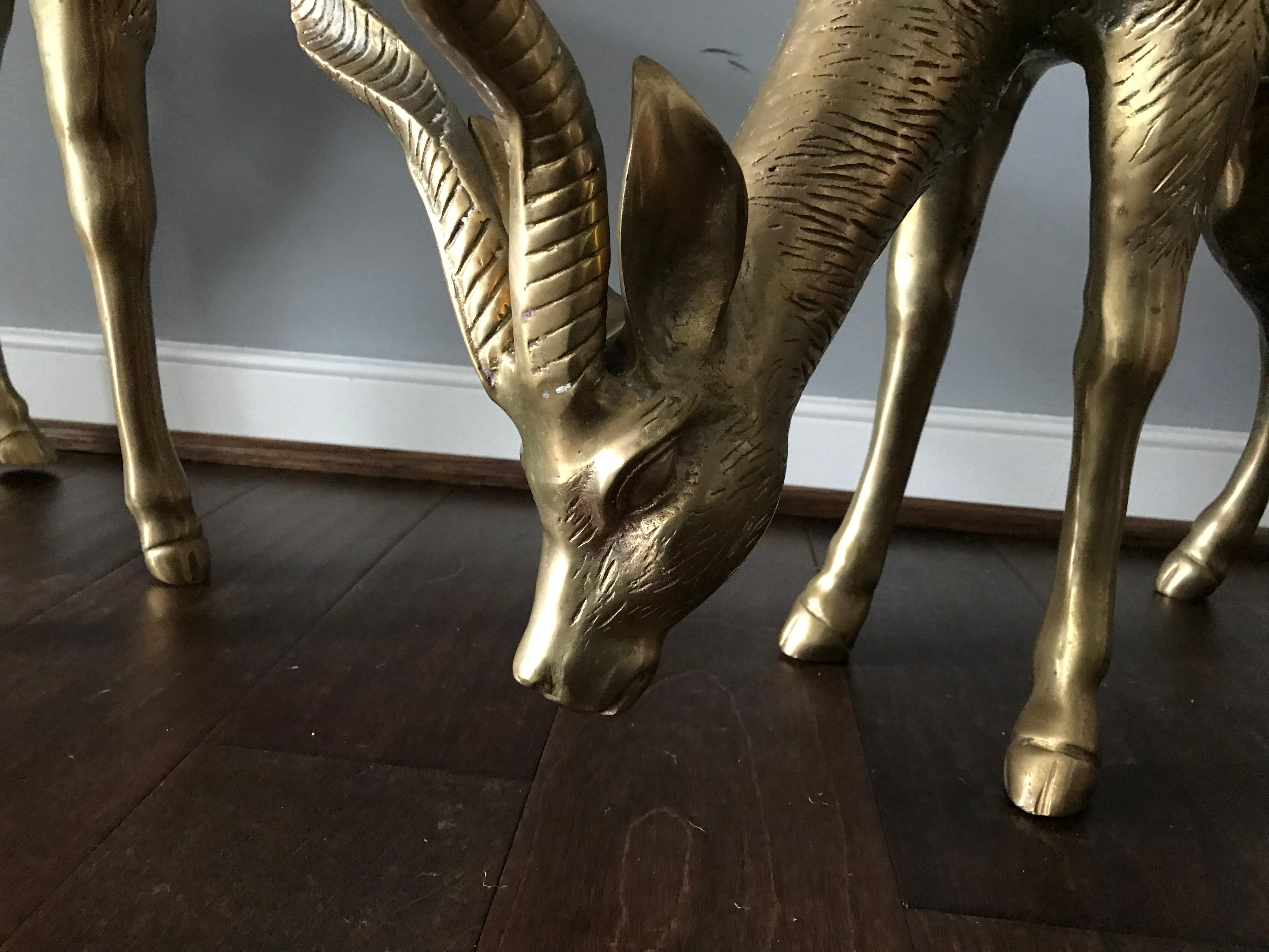 1970s Oversized Italian Brass Gazelle Sculptures, Pair 4