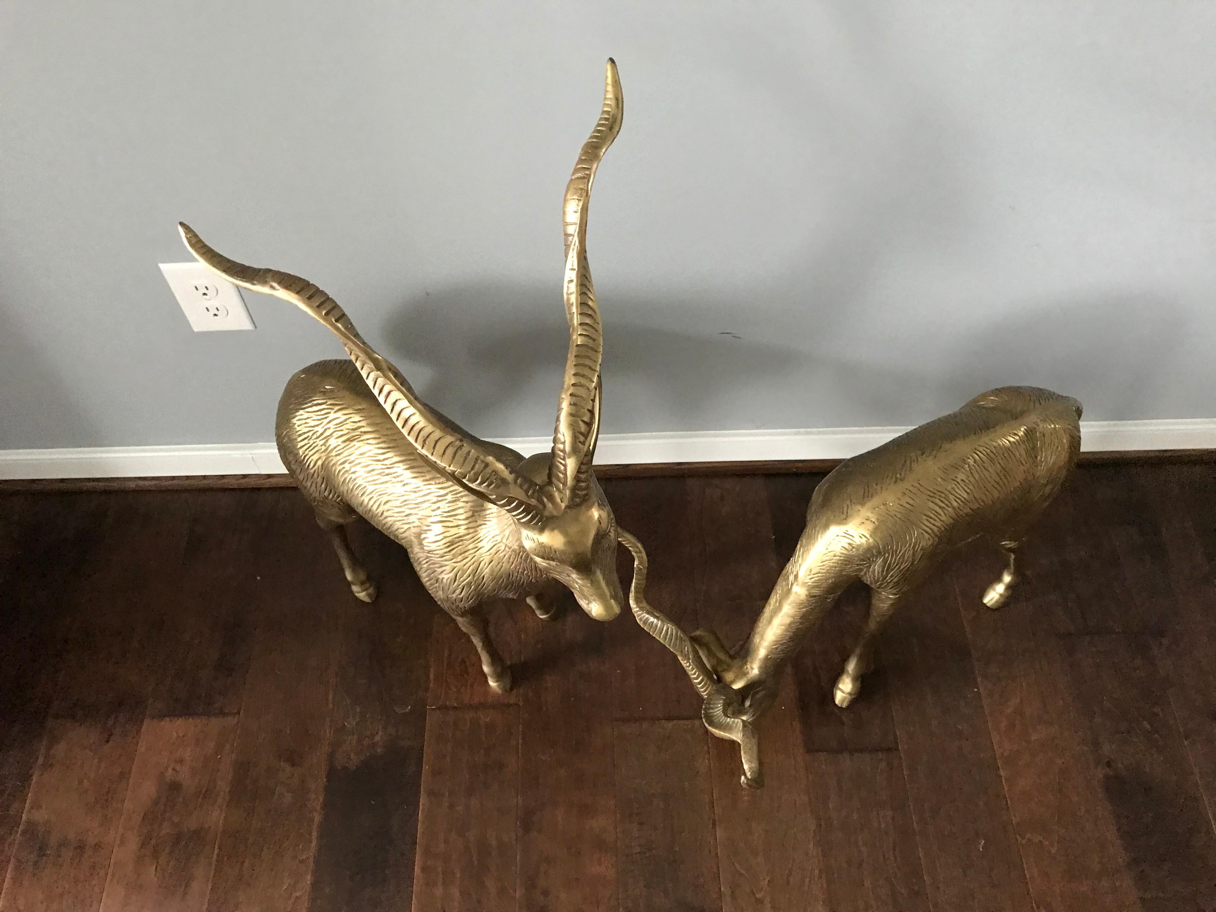 1970s Oversized Italian Brass Gazelle Sculptures, Pair 5