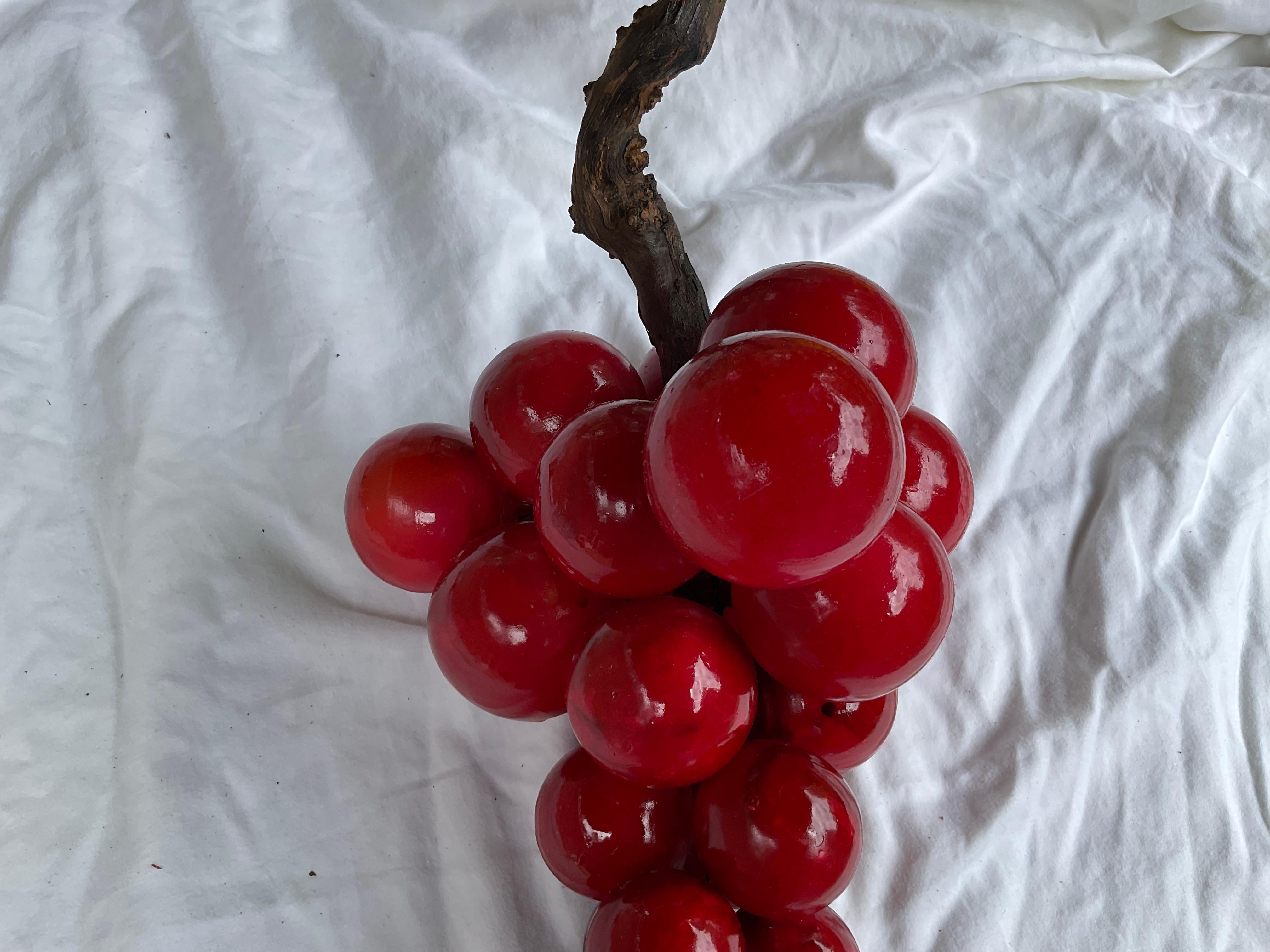 Hollywood Regency 1970s Oversized Italian Stone Grapes in Red
