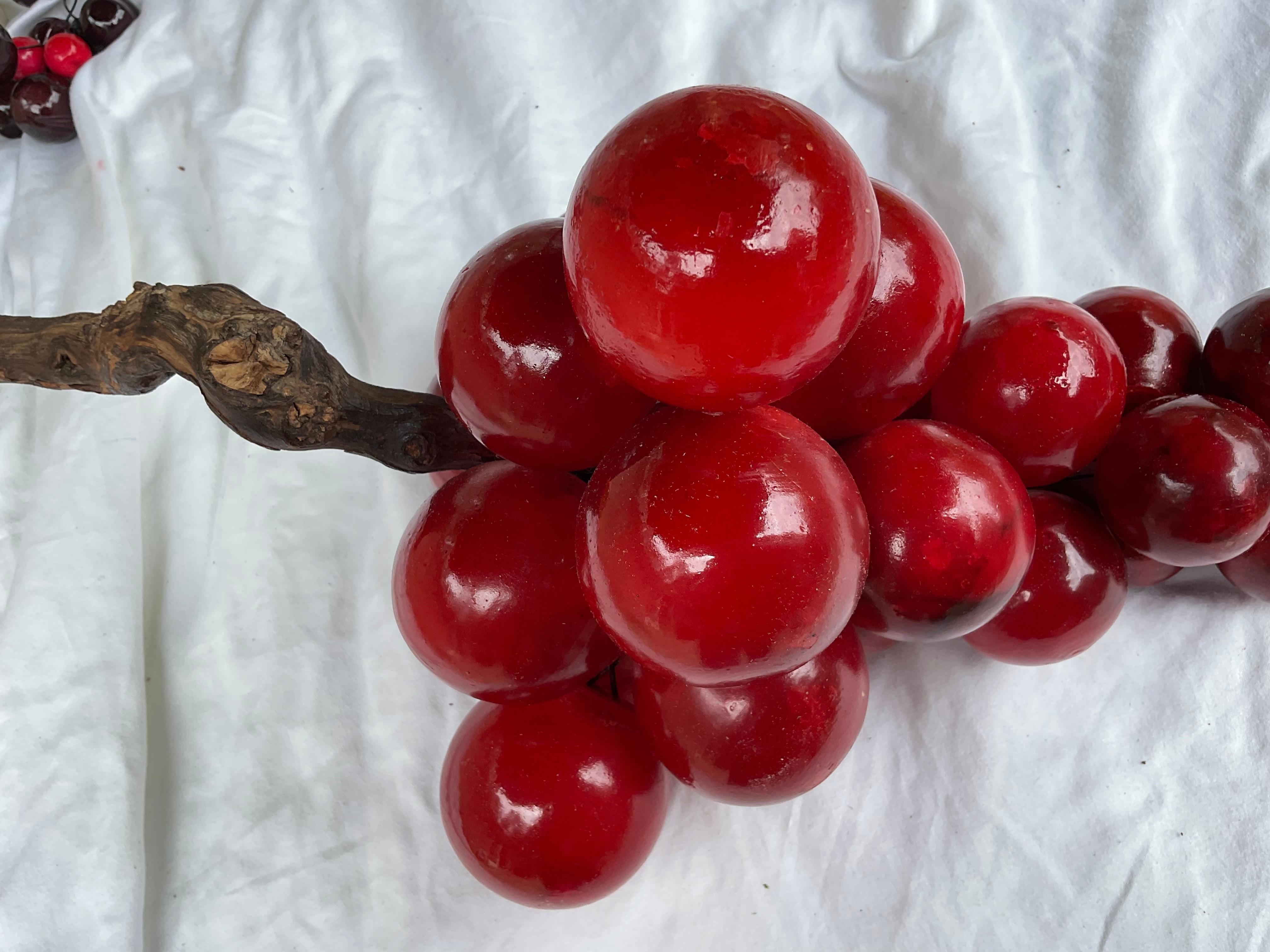 1970s Oversized Italian Stone Grapes in Red In Good Condition In Marietta, GA
